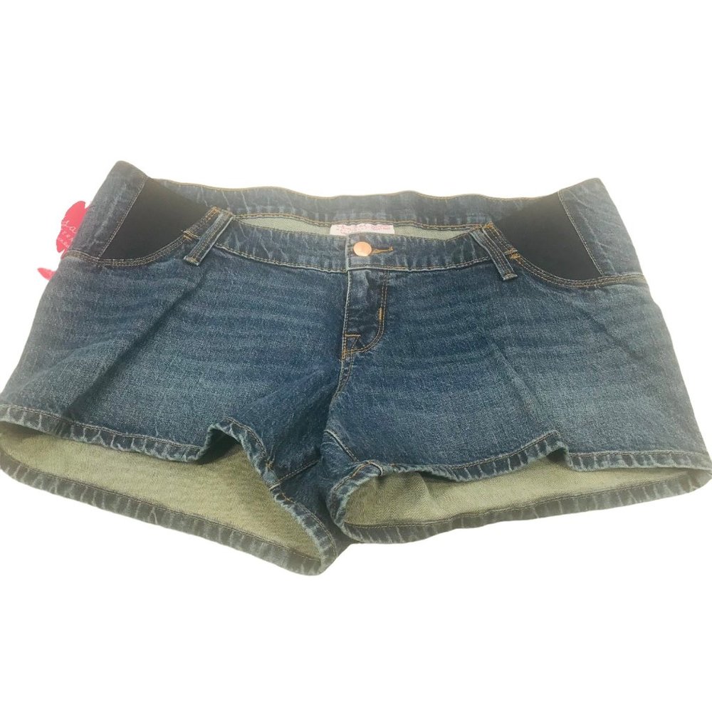 Isabel Maternity By Ingrid And Isabel Women's Size 10 Side Panel Blue Jean Short